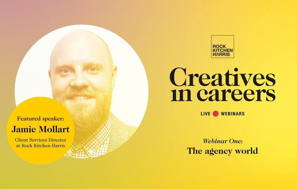 RKH Creatives in Careers live webinar announcement with featured speaker Jamie Mollart.