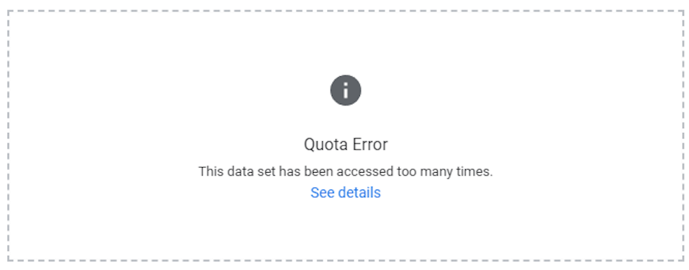 A warning message saying "Quota Error: this data set has been accessed too many times".