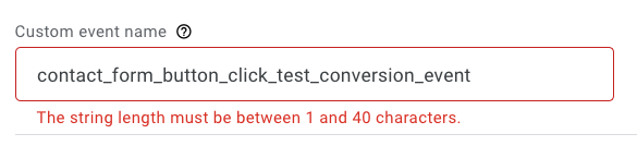 event name character limit exceeded in GA4