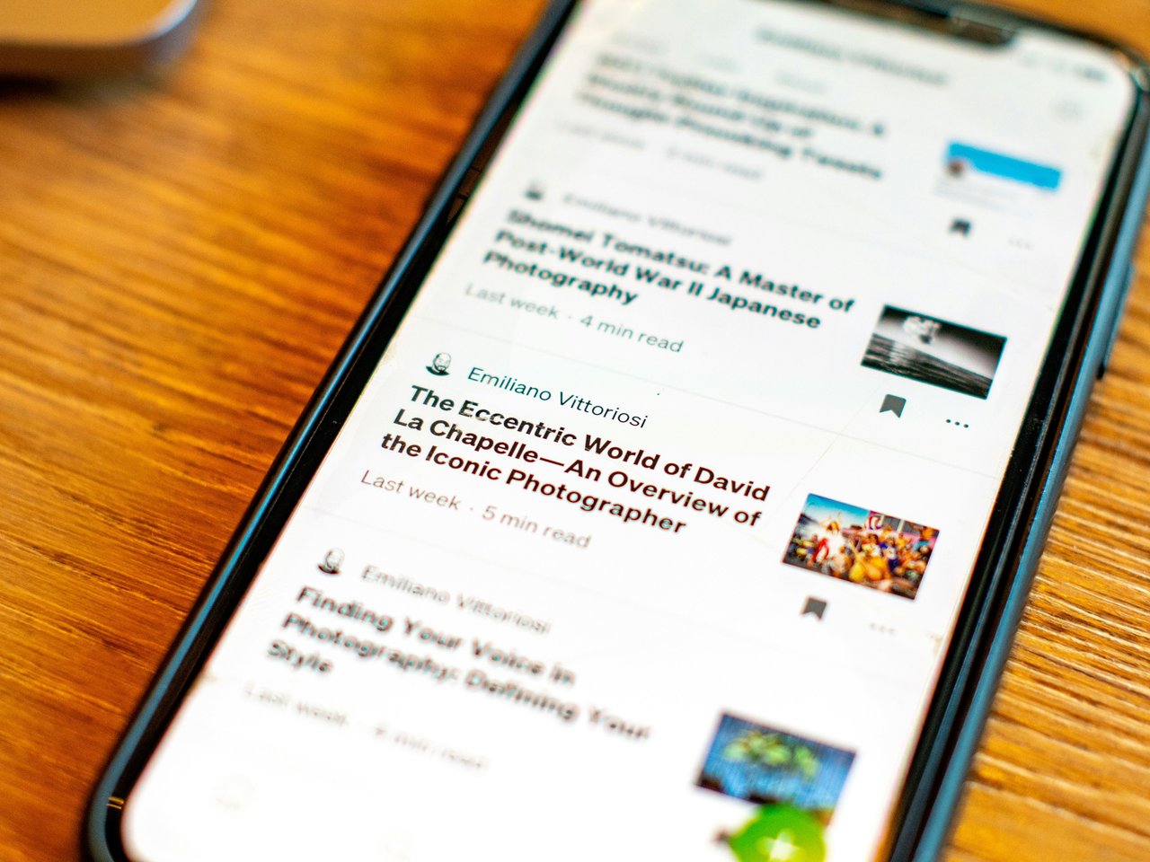 A list of news stories displayed on a smartphone