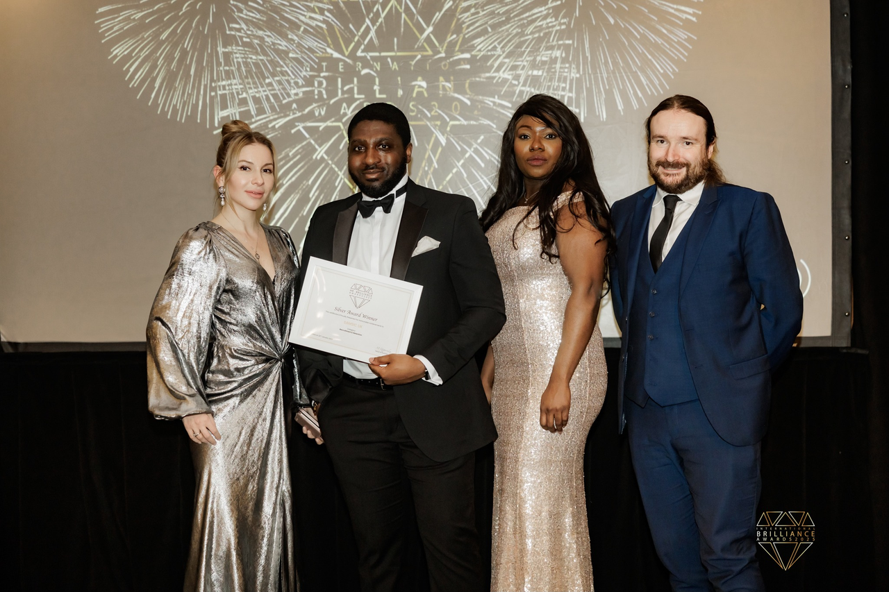 The Samsic team accepts their Silver award at the 2025 HR Brilliance Awards.